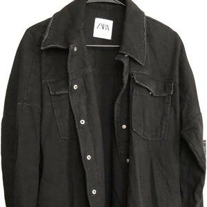 Zara Black Denim Jacket In Medium Women’s